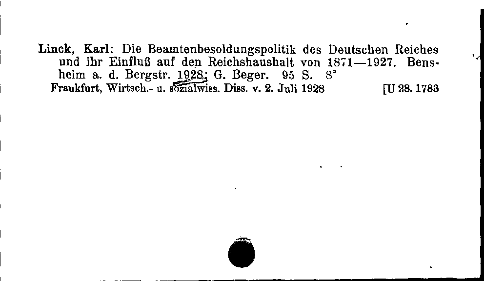 [Katalogkarte Dissertationenkatalog bis 1980]