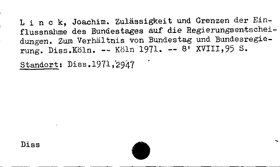 [Katalogkarte Dissertationenkatalog bis 1980]