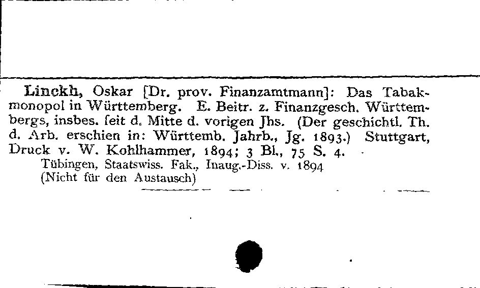 [Katalogkarte Dissertationenkatalog bis 1980]