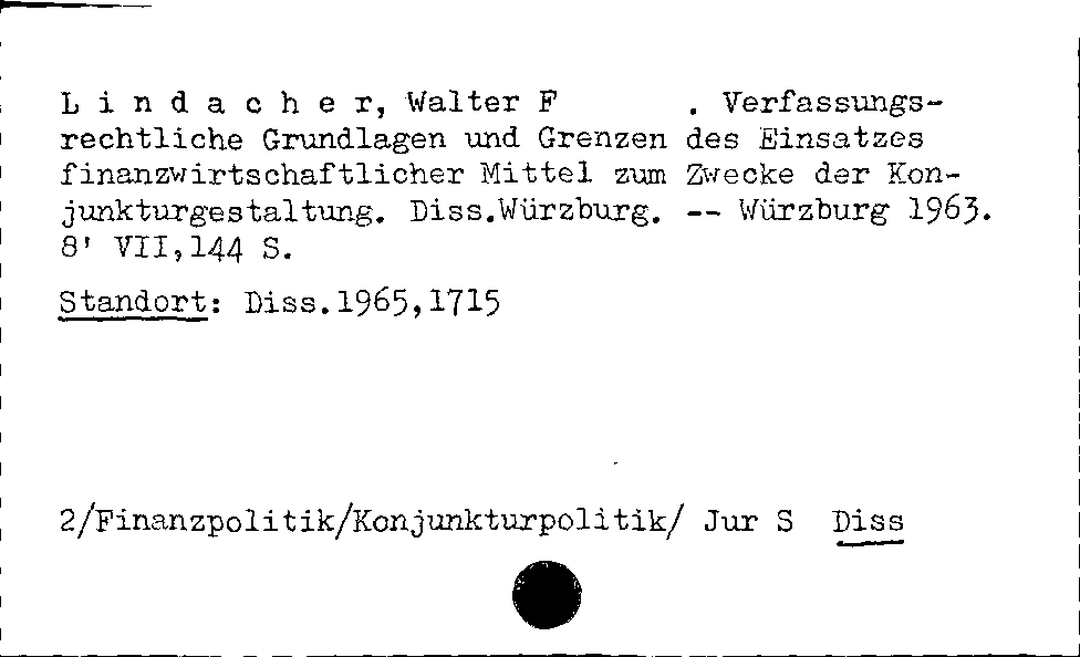 [Katalogkarte Dissertationenkatalog bis 1980]