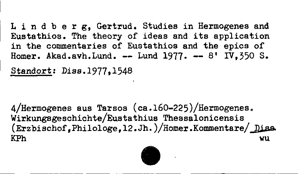 [Katalogkarte Dissertationenkatalog bis 1980]