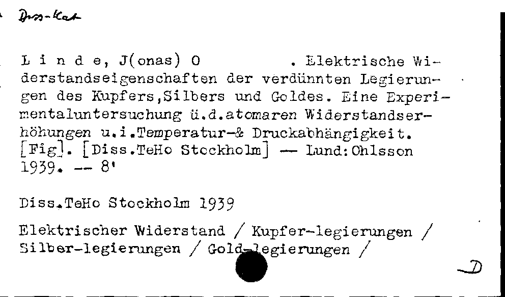 [Katalogkarte Dissertationenkatalog bis 1980]