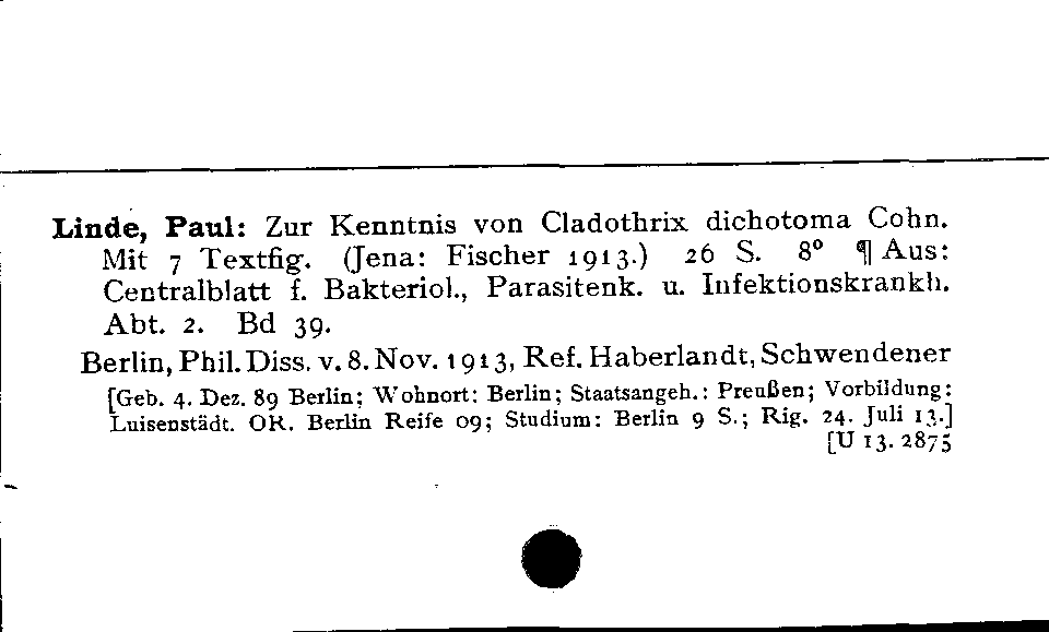 [Katalogkarte Dissertationenkatalog bis 1980]