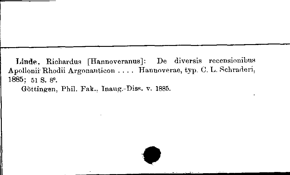 [Katalogkarte Dissertationenkatalog bis 1980]