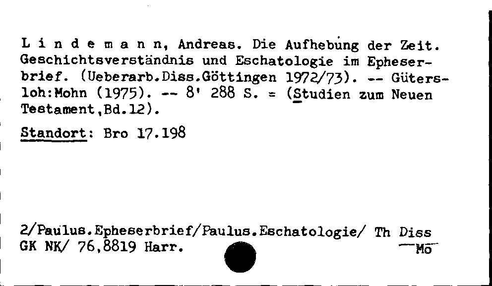 [Katalogkarte Dissertationenkatalog bis 1980]