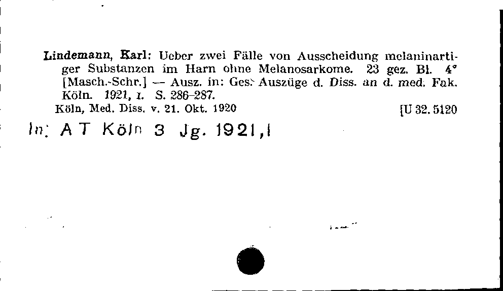 [Katalogkarte Dissertationenkatalog bis 1980]