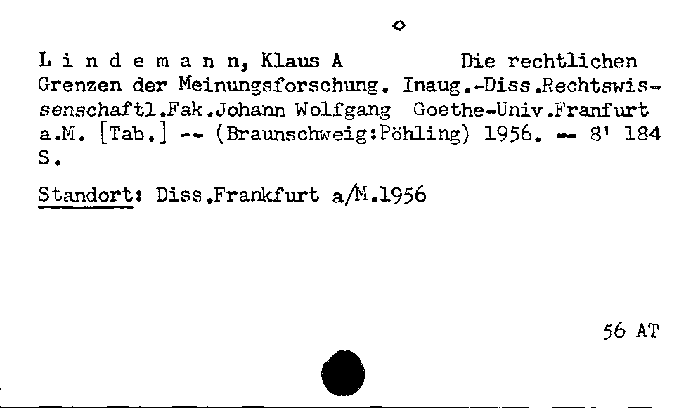 [Katalogkarte Dissertationenkatalog bis 1980]