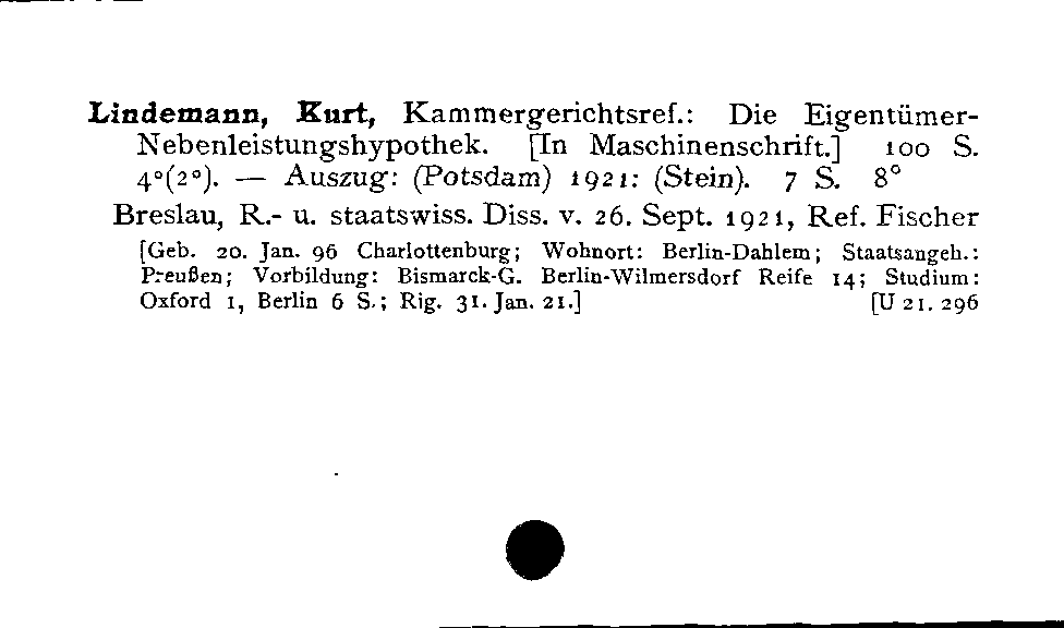 [Katalogkarte Dissertationenkatalog bis 1980]