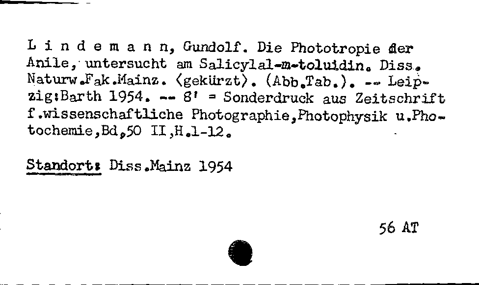 [Katalogkarte Dissertationenkatalog bis 1980]