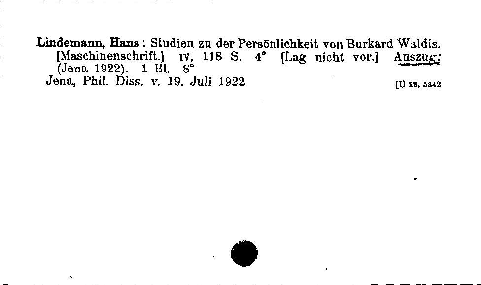 [Katalogkarte Dissertationenkatalog bis 1980]