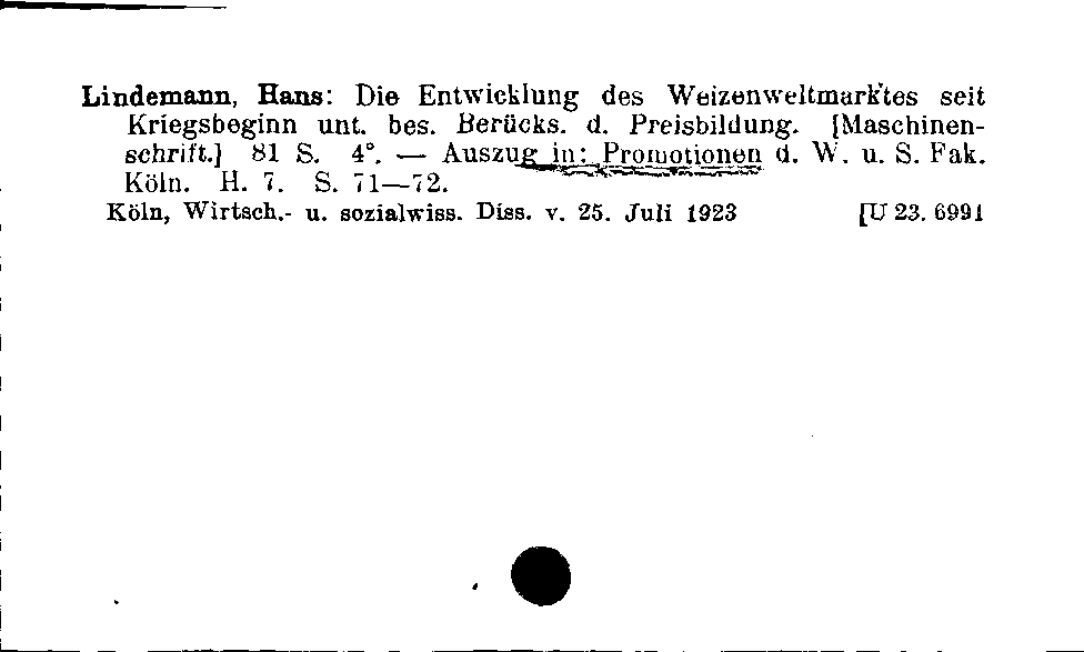 [Katalogkarte Dissertationenkatalog bis 1980]