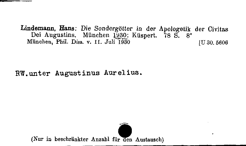 [Katalogkarte Dissertationenkatalog bis 1980]