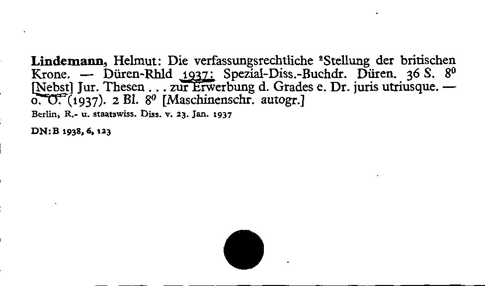 [Katalogkarte Dissertationenkatalog bis 1980]