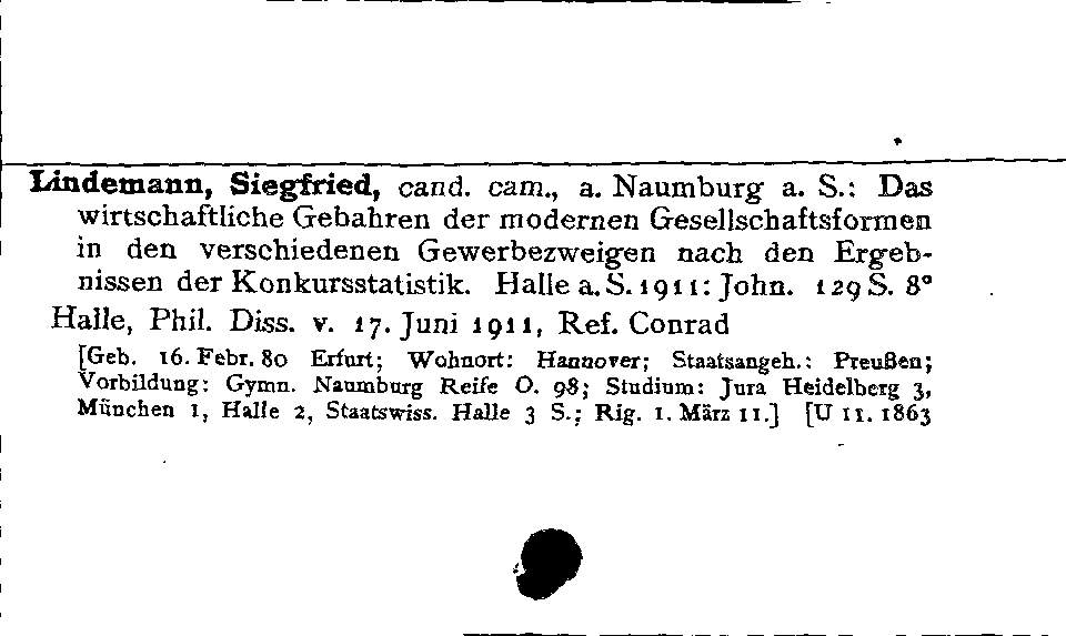 [Katalogkarte Dissertationenkatalog bis 1980]