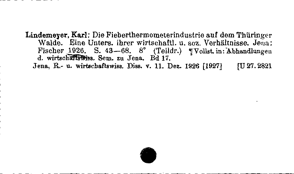 [Katalogkarte Dissertationenkatalog bis 1980]