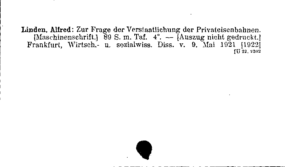 [Katalogkarte Dissertationenkatalog bis 1980]