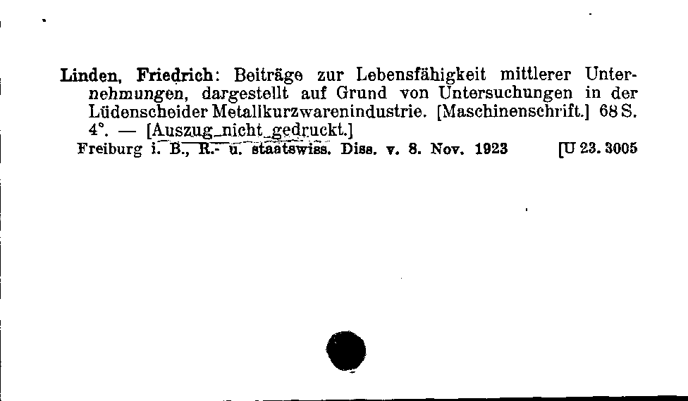 [Katalogkarte Dissertationenkatalog bis 1980]