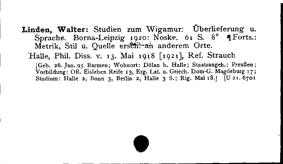 [Katalogkarte Dissertationenkatalog bis 1980]