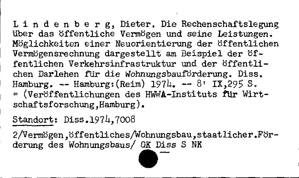 [Katalogkarte Dissertationenkatalog bis 1980]