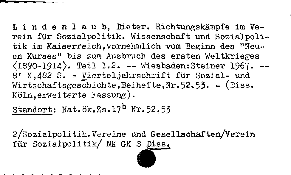 [Katalogkarte Dissertationenkatalog bis 1980]