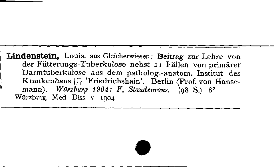 [Katalogkarte Dissertationenkatalog bis 1980]