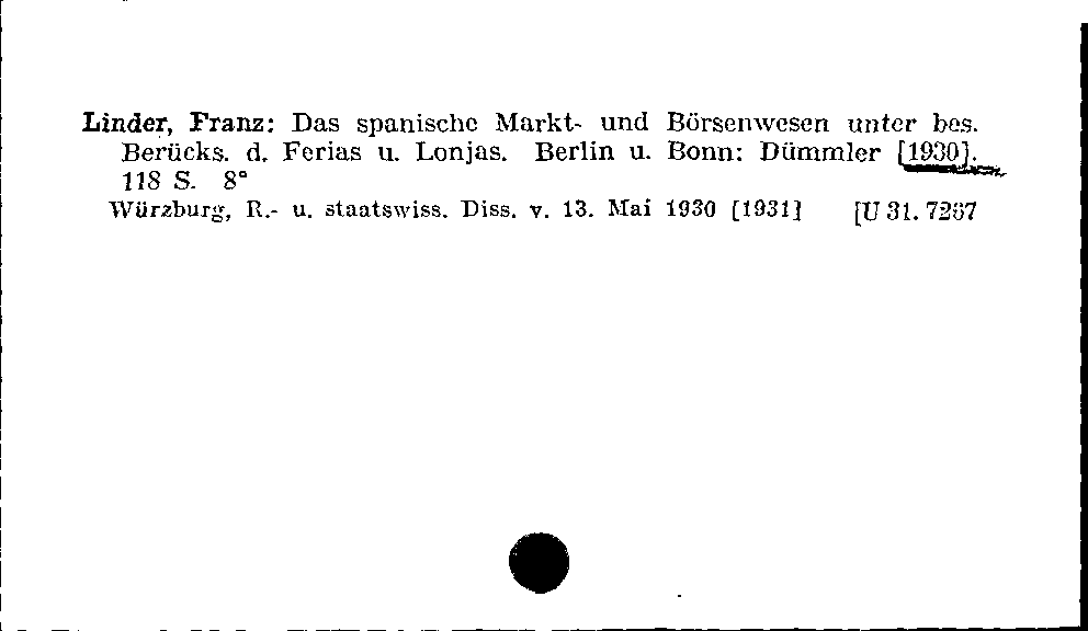 [Katalogkarte Dissertationenkatalog bis 1980]