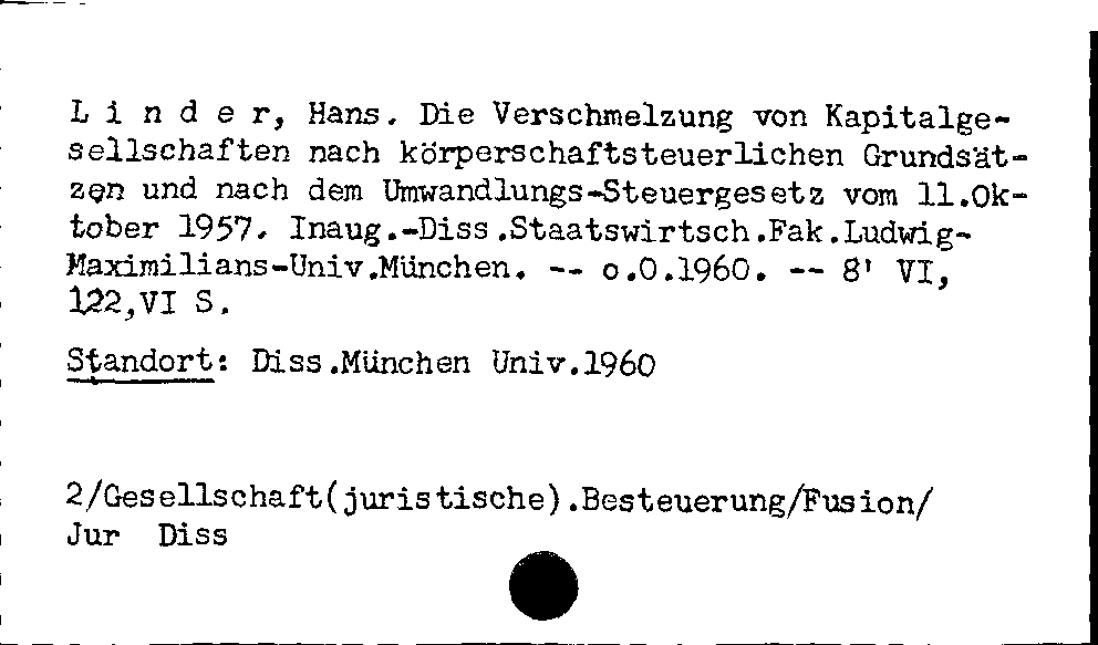 [Katalogkarte Dissertationenkatalog bis 1980]