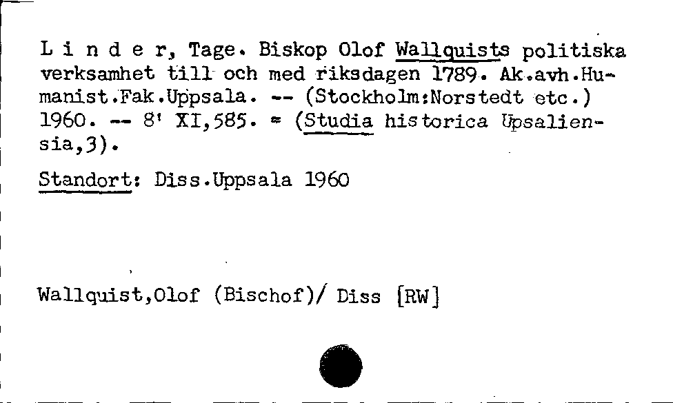 [Katalogkarte Dissertationenkatalog bis 1980]