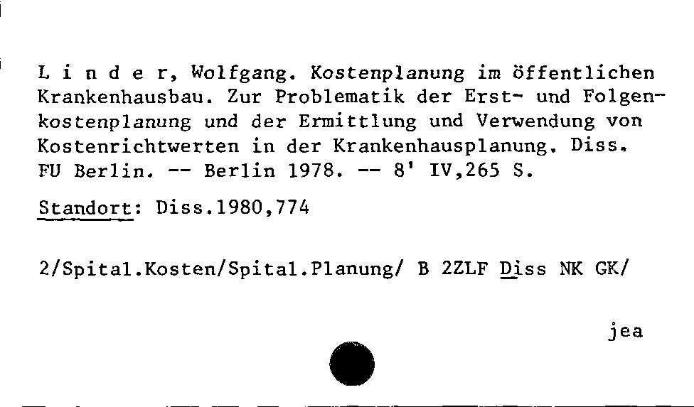 [Katalogkarte Dissertationenkatalog bis 1980]