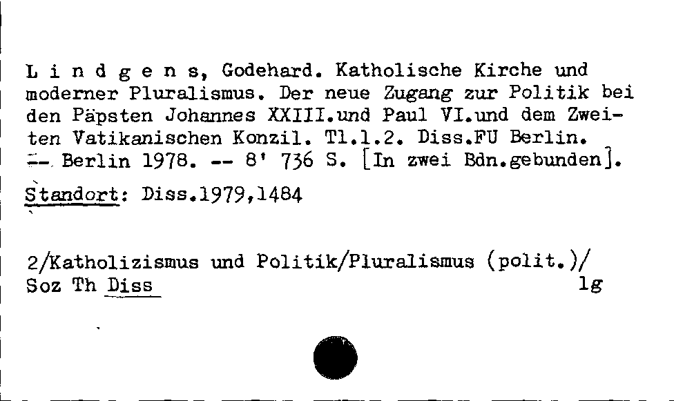 [Katalogkarte Dissertationenkatalog bis 1980]