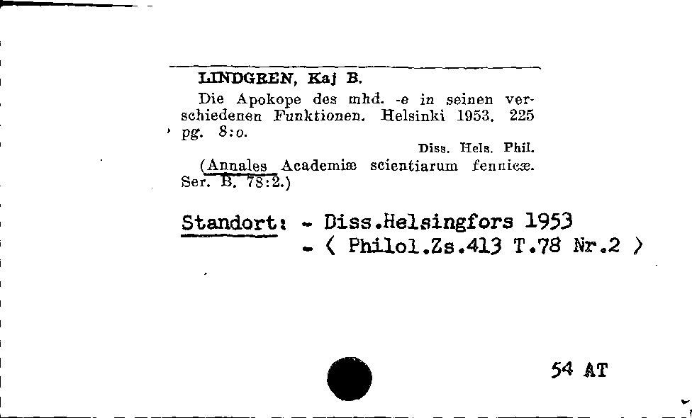 [Katalogkarte Dissertationenkatalog bis 1980]