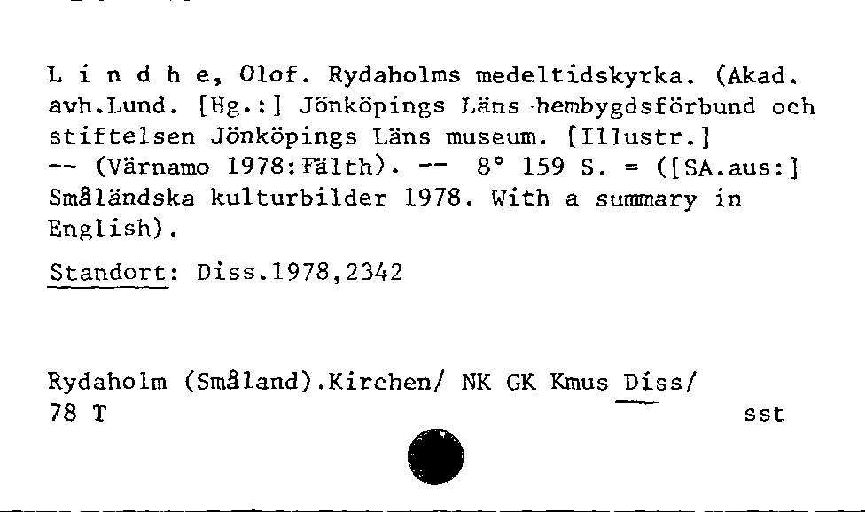 [Katalogkarte Dissertationenkatalog bis 1980]