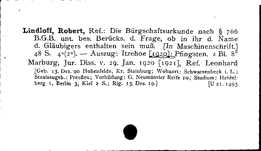 [Katalogkarte Dissertationenkatalog bis 1980]