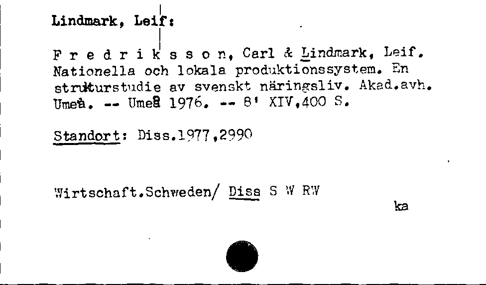 [Katalogkarte Dissertationenkatalog bis 1980]