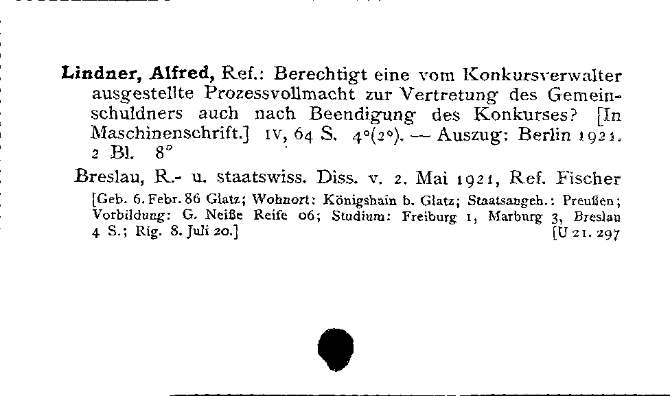 [Katalogkarte Dissertationenkatalog bis 1980]