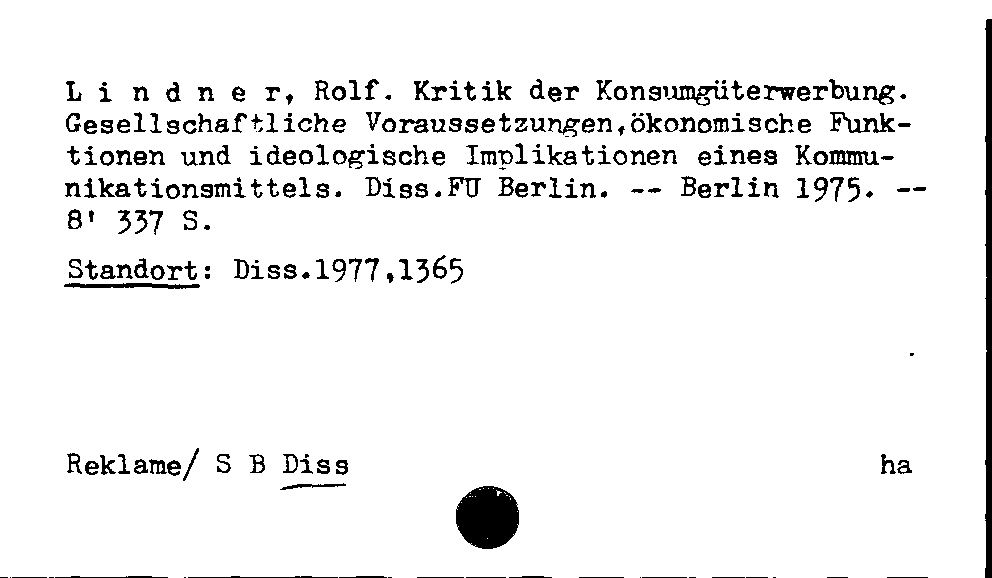 [Katalogkarte Dissertationenkatalog bis 1980]