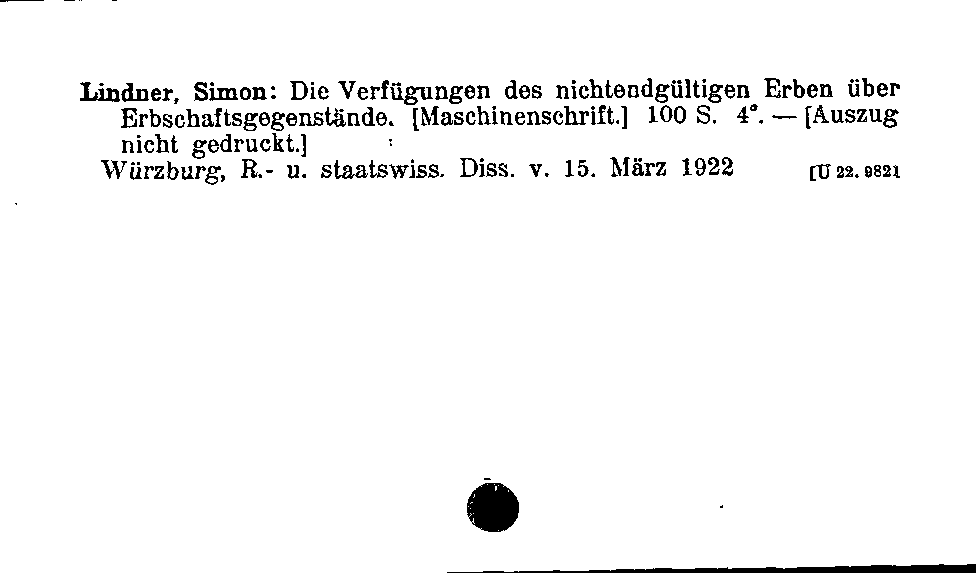 [Katalogkarte Dissertationenkatalog bis 1980]