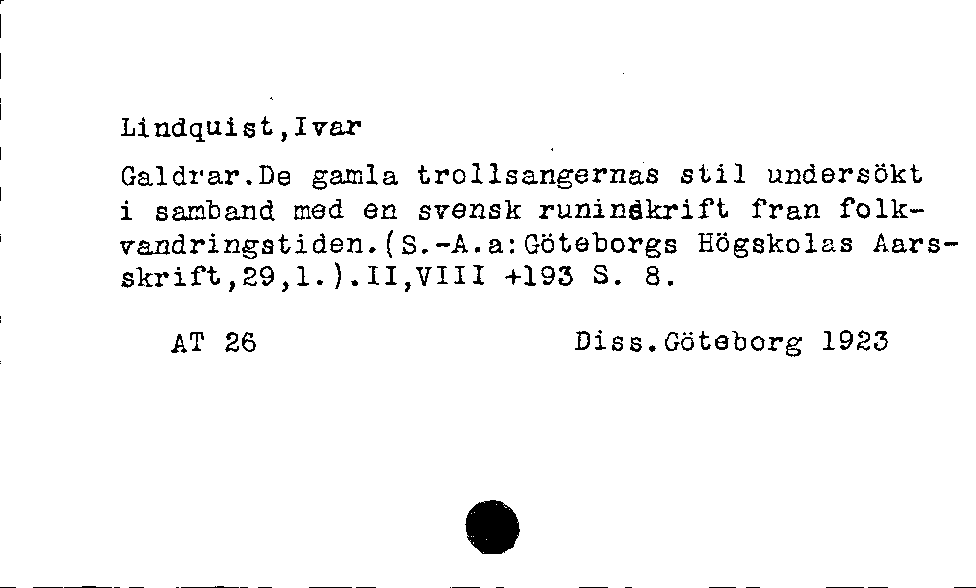 [Katalogkarte Dissertationenkatalog bis 1980]