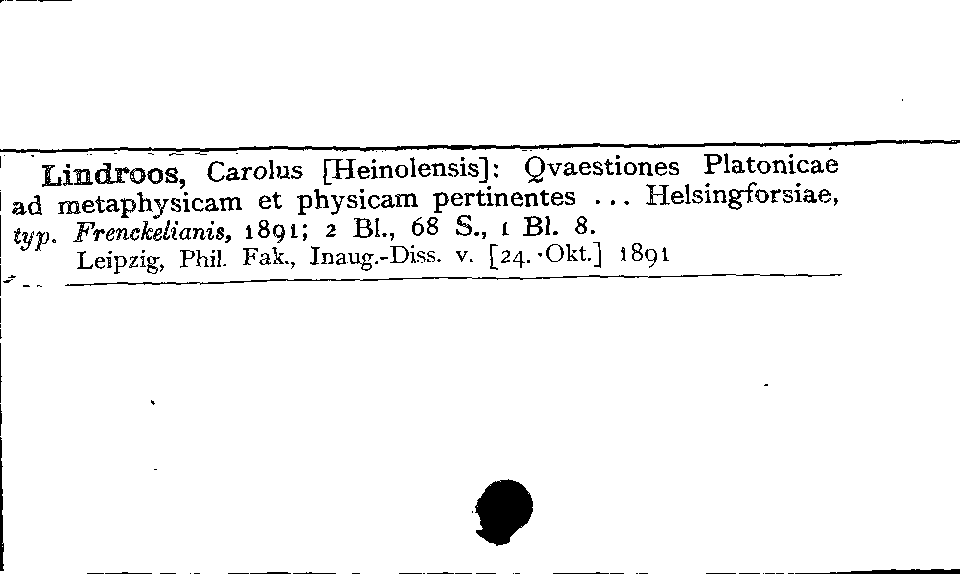 [Katalogkarte Dissertationenkatalog bis 1980]