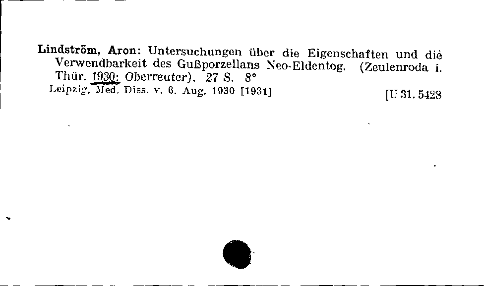 [Katalogkarte Dissertationenkatalog bis 1980]