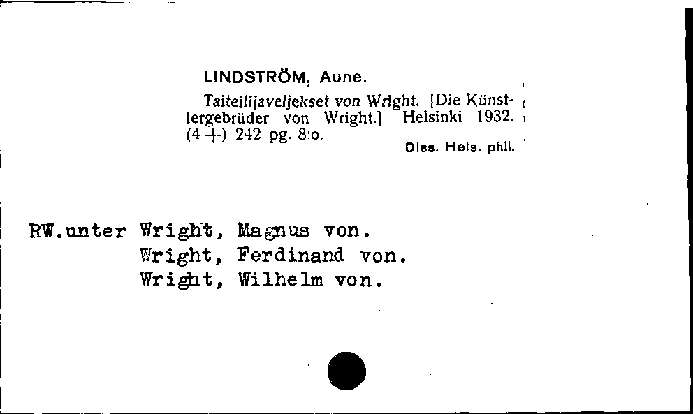 [Katalogkarte Dissertationenkatalog bis 1980]