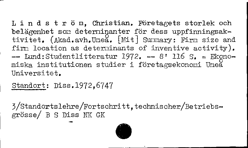 [Katalogkarte Dissertationenkatalog bis 1980]