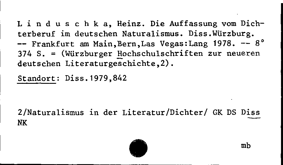 [Katalogkarte Dissertationenkatalog bis 1980]