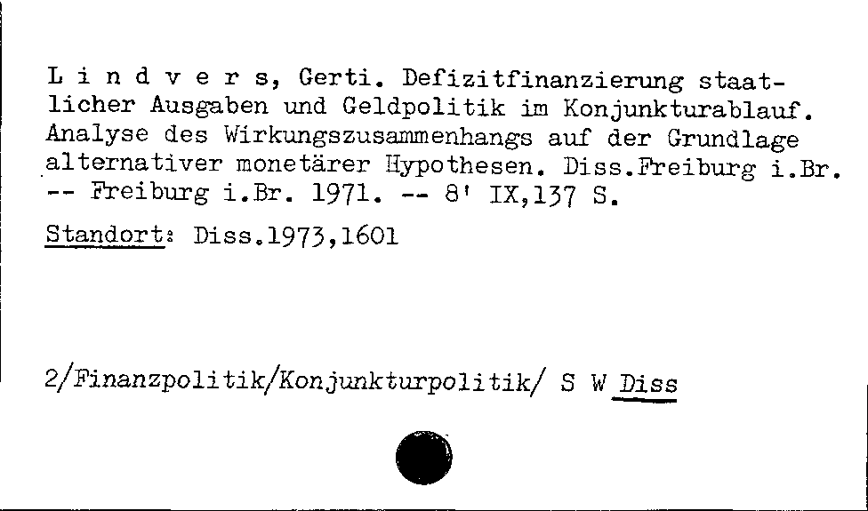 [Katalogkarte Dissertationenkatalog bis 1980]