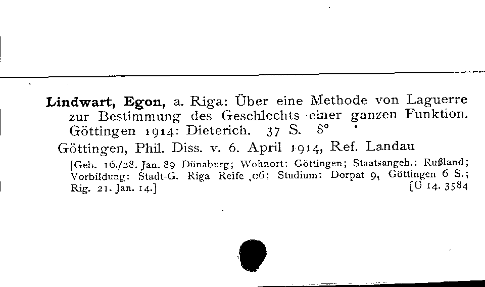 [Katalogkarte Dissertationenkatalog bis 1980]