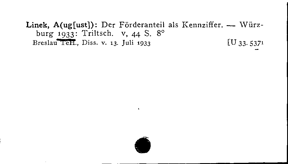 [Katalogkarte Dissertationenkatalog bis 1980]