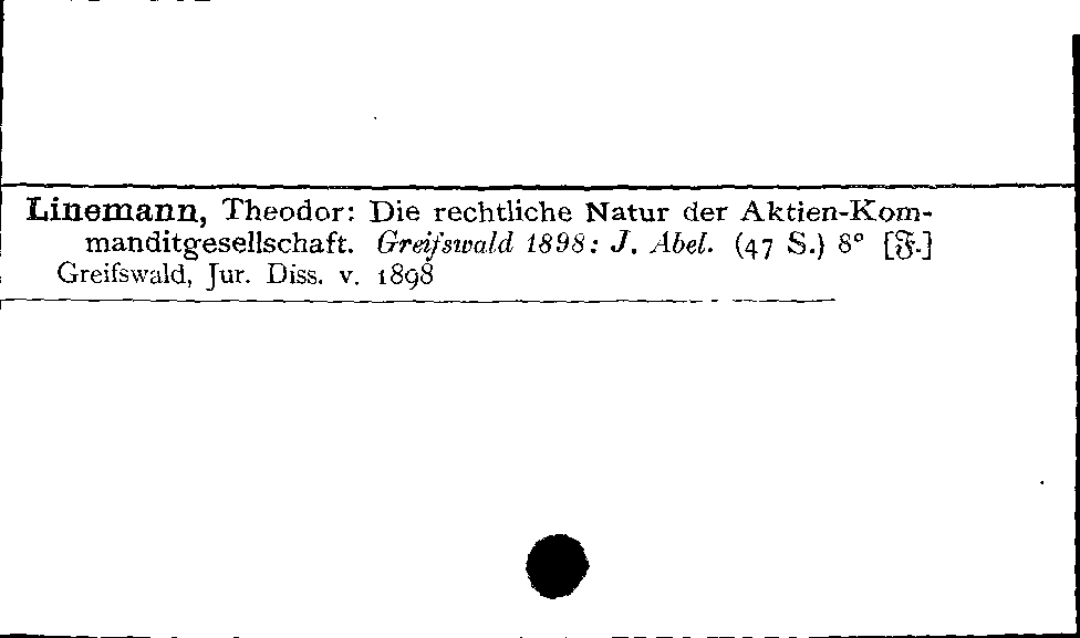 [Katalogkarte Dissertationenkatalog bis 1980]