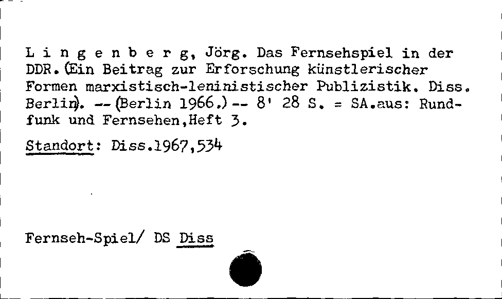 [Katalogkarte Dissertationenkatalog bis 1980]