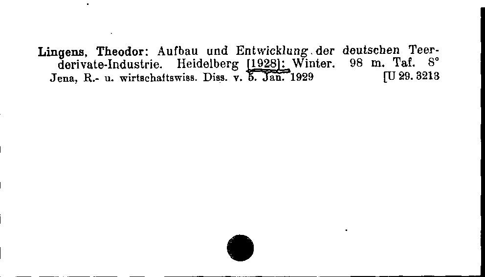 [Katalogkarte Dissertationenkatalog bis 1980]