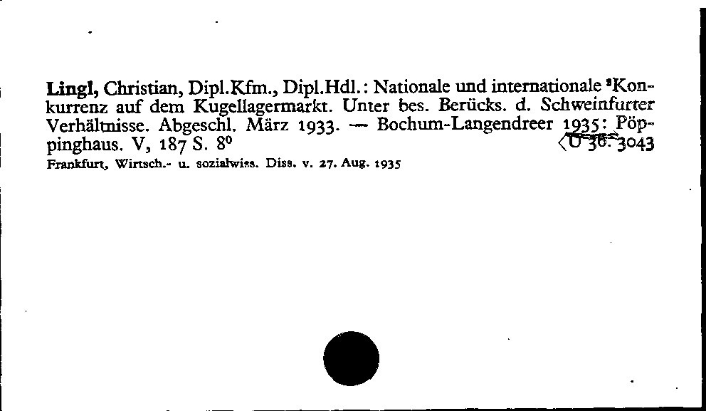 [Katalogkarte Dissertationenkatalog bis 1980]